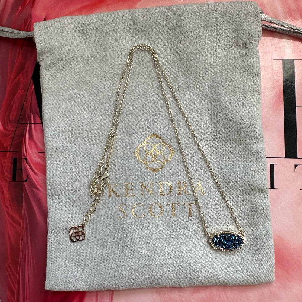 Kendra Scott Elisa Necklace in Gold with Blue Drusy